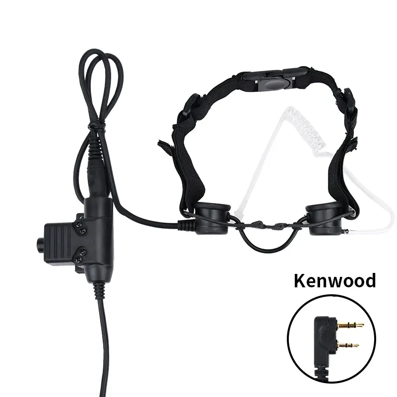 ราคาถูกยุทธวิธีคอท่ออากาศหูฟังคอไมโครโฟนชุดหูฟัง Kenwood U94 PTT สําหรับ Moto Midland เครื่องส่งรับวิทยุ