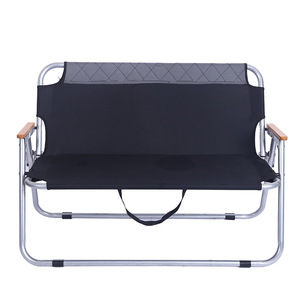 Chaise de plage double pour le camping, en tissu Oxford noir, pliable, portable, pour la pêche en plein air - Product Image 1