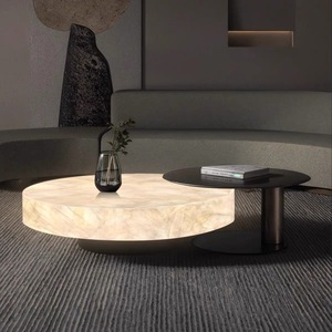 Mesa de centro de mármol moderna Muebles de piedra hechos a mano simples de gama alta Muebles para el hogar contemporáneos de jade luminosos personalizables - Product Image 6