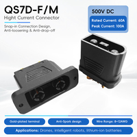 QS7D-M/F 60A 500V DC Terminal anti-étincelle plaqué or avec boîtier PA66 pour batterie au lithium, stockage d'énergie, moto électrique