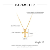Dainty Ankh Petit Collier En Gros En Acier Inoxydable Plaqué Or Zircons Croix Égyptienne Pendentif Sautoirs Collier Femmes
