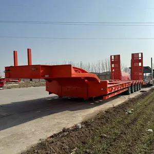 2 3 4 Axles Lowbed 80T 100T 120T Gooseneck Lowboy Low Bed Semi Truck Trailer