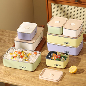 304 Stainless Steel Lunch Box Double Layer Sealed Rectangle Microwave Safe Food <b>Storage</b> Container For Office And School - Product Image 3