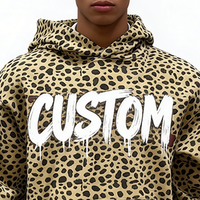 Sweat-shirt à capuche en gros de haute qualité à imprimé léopard pour hommes, logo personnalisé, streetwear, sweat-shirt à capuche pour femmes