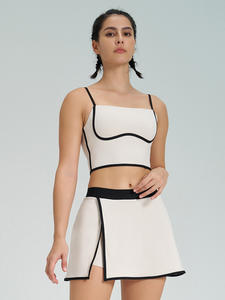 नए दो टुकड़े सेट महिला कपड़े खेल ब्रा समायोज्य स्ट्रैप्स फैशन स्कर्ट शॉर्ट्स महिला कसरत सेट - Product Image 4