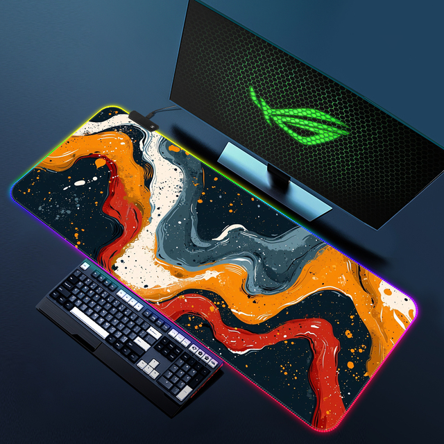 Custom Printed RGB LED Light Gaming Mouse Pad 4mm Anti-Slip Rubber Base Desk Mat with Stock Status for Esports Setup