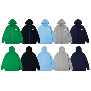 Suéter con Capucha y Cremallera de <span class=keywords><strong>Terciopelo</strong></span> Grueso Gogg, Estampado de la Isla de Alcatraz, Estilo Hip-Hop Urbano Americano de Moda, Holgado, 100% Algodón - Product Image 1
