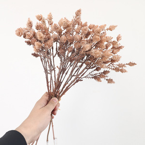 <b>Artificial</b> Pine Cone <b>Bouquet</b> Milky White Orange Coffee Long Branched Wedding Home Decor Soft Plastic Reusable - Product Image 4