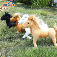 Vente chaude Véritable Simulation En Peluche Debout Cheval Décoration Jouet Mignon Mini Animal En Peluche Jouet Cheval Brun En Peluche Cheval