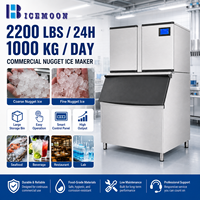 Machine à glaçons de 1 tonne pour la restauration et les services alimentaires, avec production de glaçons en forme de nuggets, arrêt automatique en cas de niveau de glace plein et système de filtration d'eau