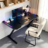Bureau de jeu RGB avec télécommande, bureau incurvé et pieds renforcés en forme de Z