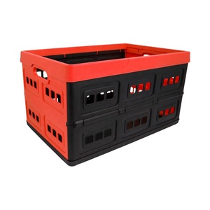 Collapsible Plastic Storage Box Foldable Perforated Storage Crate Durable Stackable Folding Utility Crate With Perforated Sides