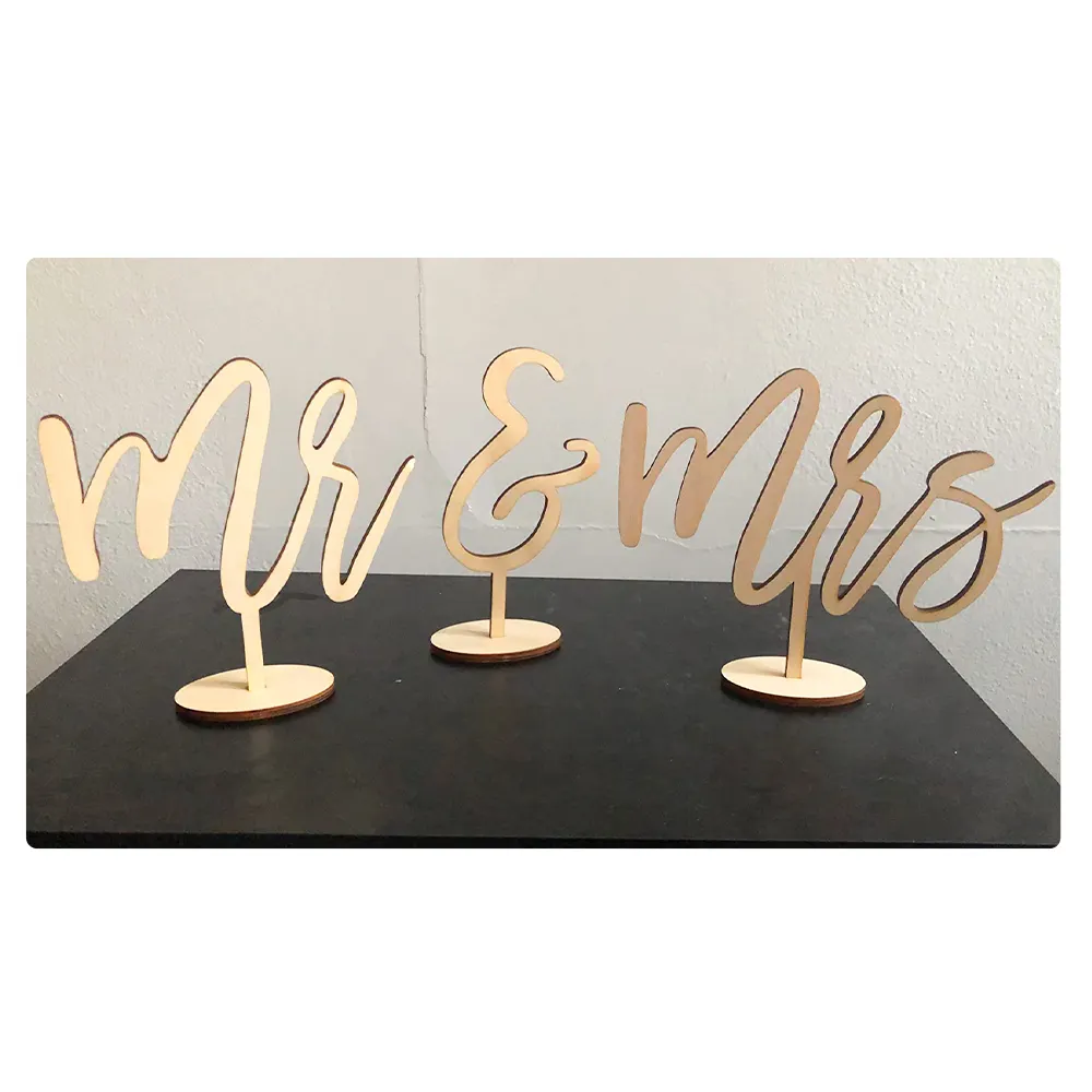 Wood Photo Prop for Wedding Freestanding Wedding Table Mr and Mrs Sign Wood Word Cutout Sign