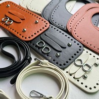 Kit d'accessoires DIY pour sac de plage 8 pièces, base de sac en cuir PU, languettes, poignée et bandoulière pour la fabrication de sacs tissés à la main