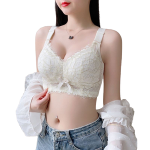 Soutien-gorge en dentelle sans armatures confortable à couvrance totale pour femmes, sous-vêtements en dentelle douce réglables et amovibles en coton, vente en gros pour fabricants, nouveauté - Product Image 1