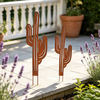 Décoration de jardin vintage personnalisée en fer forgé en forme de cactus pour pelouse, allée et porche extérieurs