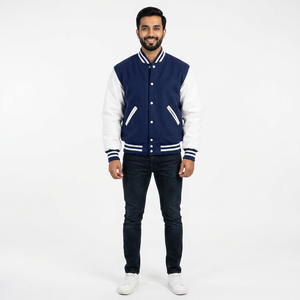 Chaqueta Varsity OEM al por mayor Mash Up Finals Champions con cuello alto y logo frontal de alta calidad para hombre 2026 - Product Image 1