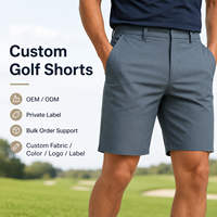 Shorts de golf pour hommes en bleu ardoise avec imprimé subtil, shorts de golf extensibles à séchage rapide, OEM ODM, étiquette privée, approvisionnement en gros