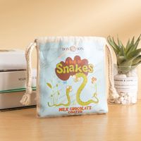 Sac en coton imprimé dessin animé fantaisie, sac en toile souple à cordon, design personnalisé, léger, réutilisable, organisateur tendance pour bonbons