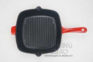 <span class=keywords><strong>Amazon</strong></span> Venta caliente Fuente de la fábrica directamente Cardenal rojo cuadrado de <span class=keywords><strong>hierro</strong></span> <span class=keywords><strong>fundido</strong></span> esmaltado Grill Pan - Product Image 2