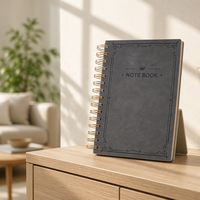 Carnet à spirales A5 en cuir rigide, 100 feuilles, ligné, cadeau pour le bureau, l'école, l'écriture