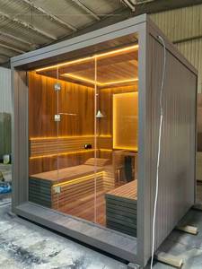 Sauna Quadrata con Veranda/Ingresso, Design Moderno e Bellissimo, Sauna Secca in Legno per Esterni per Hotel e Uso Commerciale - Product Image 6