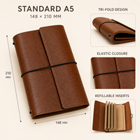 Carnet A5 à trois volets en cuir grainé lézard gaufré personnalisé, organiseur enveloppant, logo personnalisé, cousu fil, cadeau de luxe