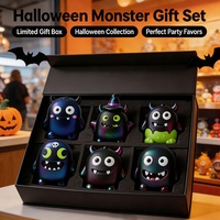 Ensemble de 6 jouets sensoriels en mousse PU à montée lente, monstres caméléons irisés, boîte cadeau Halloween