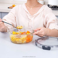 Boîte à lunch en verre borosilicate haute résistance, couvercle en plastique chauffable, hermétique, pour préparation de repas, écologique, empilable, pour stockage alimentaire – Vente chaude