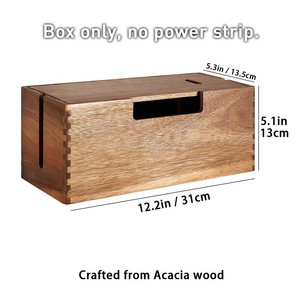Caja de gestión de cables de madera, organizador de escritorio rectangular, almacenamiento para regleta de enchufes, con cubierta - Product Image 4