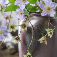 Fleurs artificielles en latex de jasmin et de Malus Spectabilis violettes, modernes, faites à la main, de haute qualité, pour décoration de table de mariage et d'intérieur