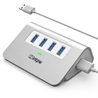 Hub USB 3.0 de Aluminio con 4 Puertos y Cable de 1 Metro, Sin Necesidad de Enchufe, para PC/Laptop, Memoria USB, Impresora, Cámara, Teclado, Ratón