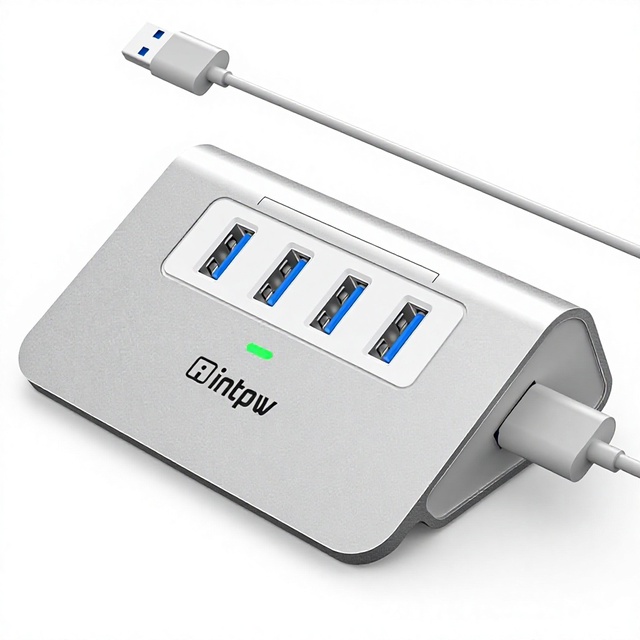 Aluminum USB 3.0 4-Port Hub with 3.3ft Cable-in Stock No Plug Required for PC/Laptop FlashDrive Printer Camera Keyboard Mouse