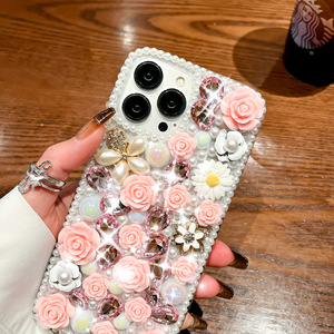 Custodia per telefono con fiore di perla di lusso per <span class=keywords><strong>iPhone</strong></span> 15 16 pro max 14 13 12 <span class=keywords><strong>xs</strong></span> <span class=keywords><strong>Cover</strong></span> <span class=keywords><strong>protettiva</strong></span> antiurto - Product Image 3