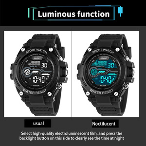 Montre de sport <span class=keywords><strong>numérique</strong></span> en caoutchouc lumineuse et étanche pour homme, style mode de luxe, <span class=keywords><strong>cadran</strong></span> 45 mm - Product Image 2