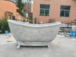 Baignoires ovales en marbre blanc de Carrare italien de 180 cm pour projets de salle de bain - Product Image 5