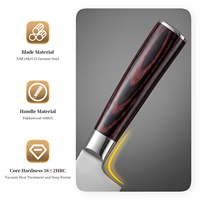 Ensemble de 6 couteaux de cuisine professionnels en acier allemand X50CrMoV15, couteaux en acier inoxydable avec manche ergonomique en bois de Pakka pour OEM
