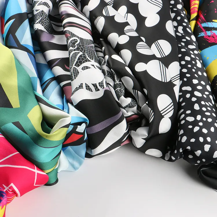 Geometry Abstract designer pattern polyester shiny satin chiffon digital print garment fabric