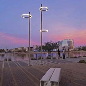 Lámpara de paisaje circular moderna de alta calidad para exteriores de hoteles, diseño de columna LED eléctrica IP65 para patios y calles. - Product Image 2