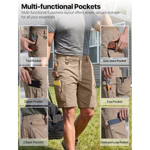 FOXA Men's Cargo Shorts 100% Polyester Quick Dry Relaxed Fit Work Utility Shorts With 8 Pockets - Product Image 3