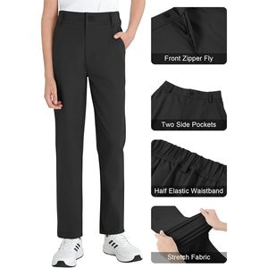 Pantalon de golf Qbk pour garçons, séchage rapide, extensible, chino, devant plat, léger, taille haute, uniforme scolaire, pantalon de sport, 2T 18Y - Product Image 4