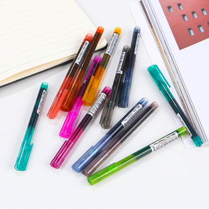 12 penna a sfera liquida traslucida asta ad asciugatura rapida penna ad acqua creativa cancelleria rossa 0.5mm penna Gel per gli studenti - Product Image 3