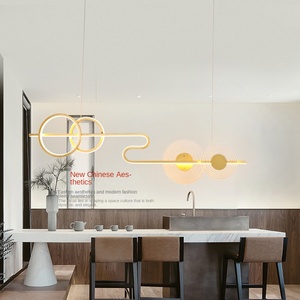 Modern Gold Pendant <b>Light</b> LED E26 Adjustable Height Acrylic Shade Living Room <b>Chandelier</b> Warm White 3500K Metal Fixture Dimmable - Product Image 6