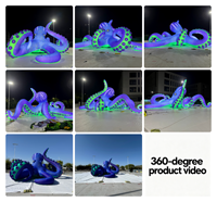 Poulpe Gonflable Lumineux Bleu avec Tentacules 14M pour Décoration d'Événements, Modèle d'Animal Marin Gonflable