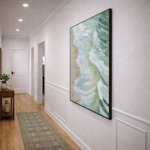 Sérénade de la côte : Peinture à l'huile texturée impasto, abstraite sur toile, peinte à la main, esthétique contemporaine, format surdimensionné - Product Image 6