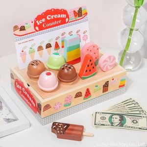 Bloques de Madera de Comida para Cocina, Juguetes de Helado para Niños, Juego de Imitación con Mostrador, Menú y Dinero - Product Image 3