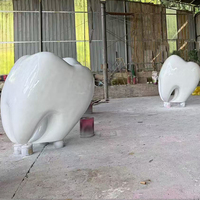 Grande statue dentaire personnalisée en fibre de verre et résine, modèle de dent décoratif pour l'entrée de clinique dentaire, sculpture en PRV publicitaire