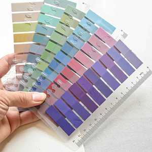 6packs Self-adhesive Gradient Color Sticky Notes PET Transparent Index Tabs Ruler Paper Card Memo <b>Pads</b> Used Book Marking - Product Image 4