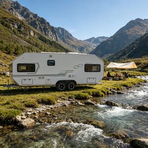 Nouvelle caravane de <span class=keywords><strong>camping</strong></span> de luxe à double essieu avec réservoir en aluminium, cuisine et salle de bain intégrées - Product Image 5