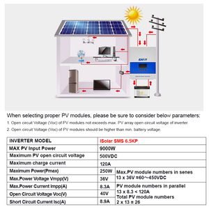 Inversor Solar Híbrido Easun Power de 6.5KW MPPT con Wifi, Inversor de Onda Sinusoidal Pura - Product Image 3